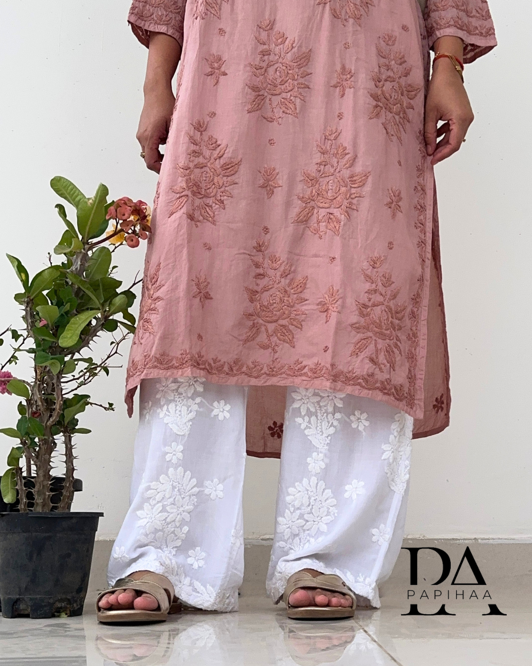 Preeti Mauve Tone on Tone 3d Modal Chikankari Kurti