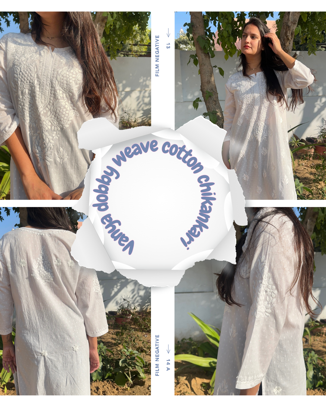 Vanya Classic White Dyeable Dobby Chikankari Kurti