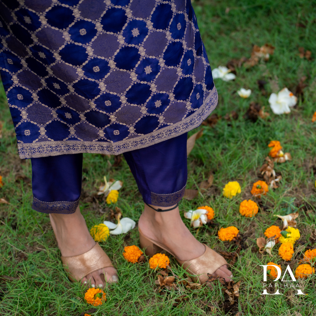 Purple Banarasi Straight Stitched Suit