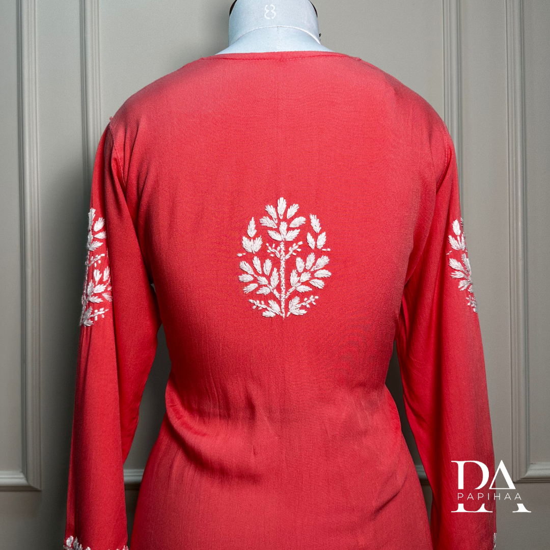 Ruvya Salmon Rayon Chikankari Palazzo 2 Piece Set