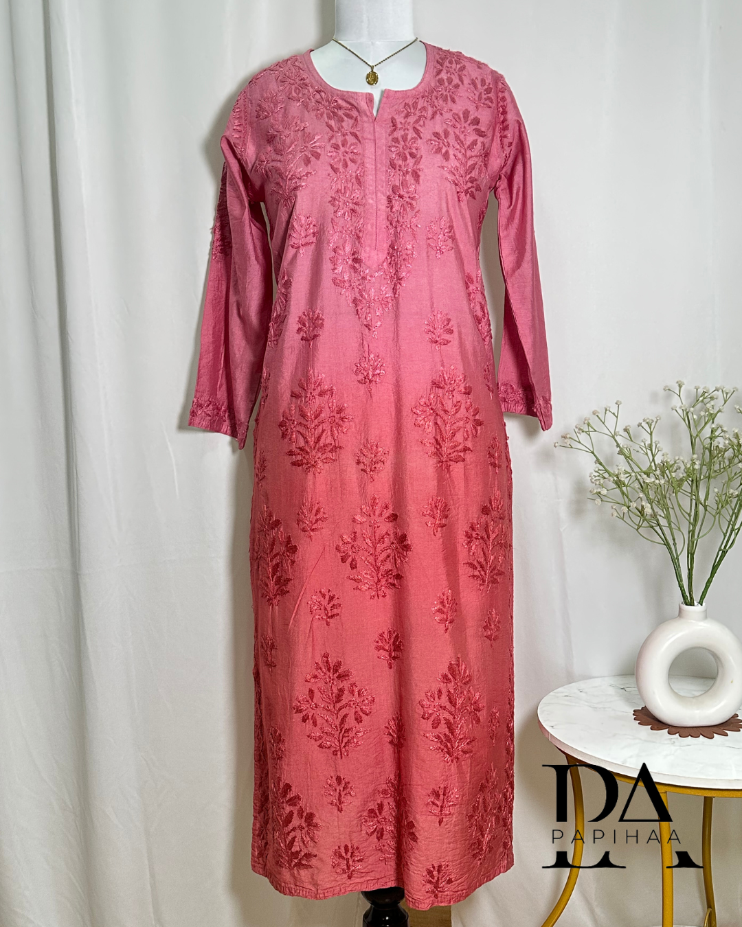 Nadiya Chanderi Ombre Chikankari Kurti