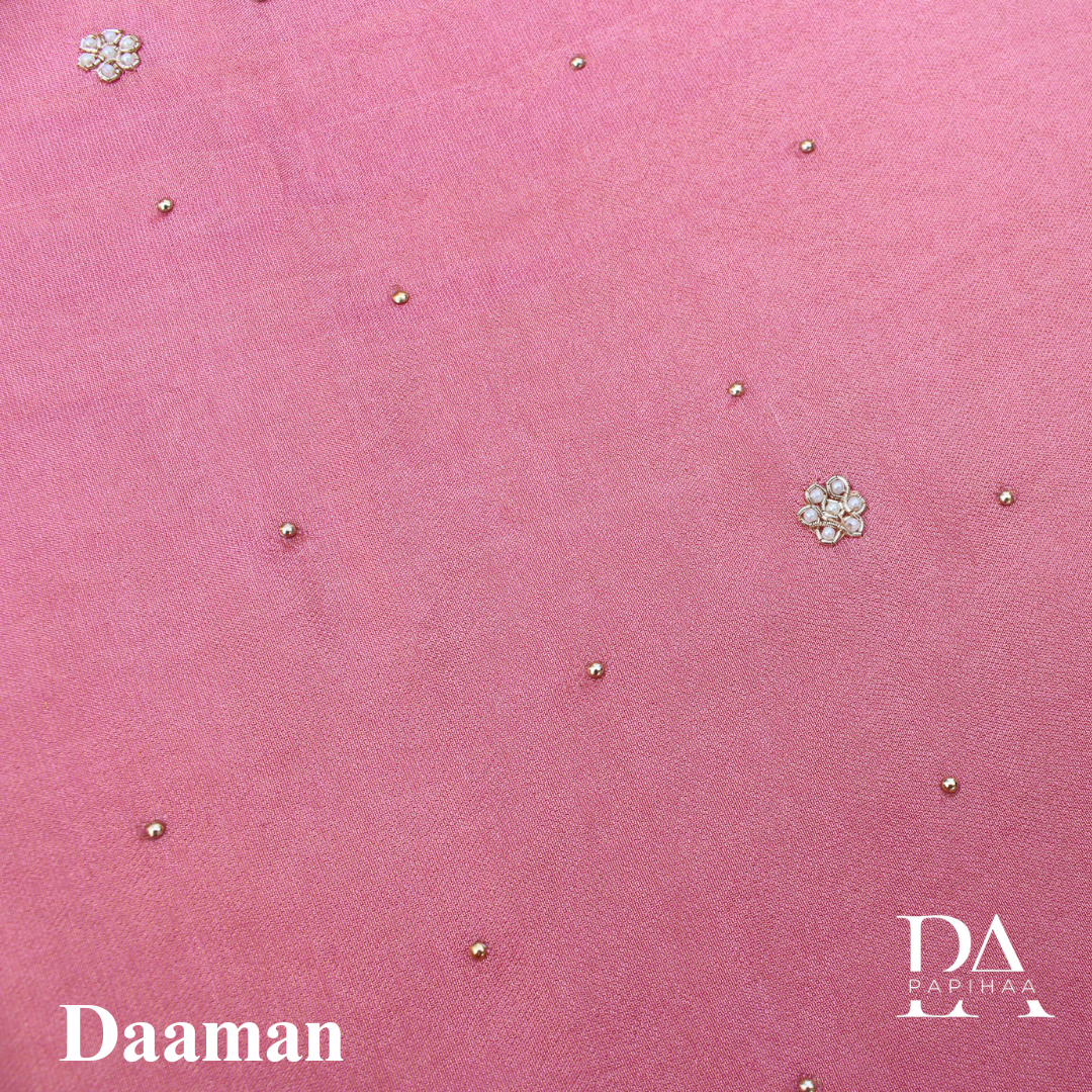 V Neck Shimmer Dola Unstitched Set