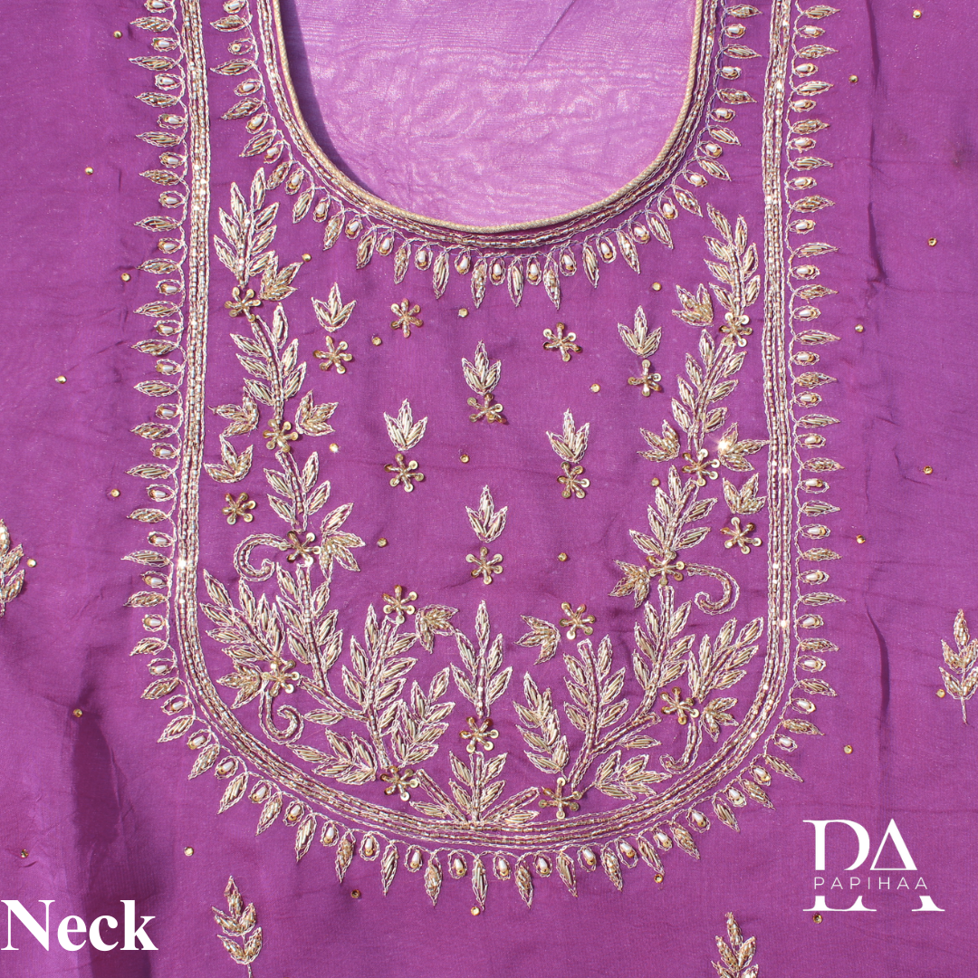 Dabka Work Organza Semi-stitched Set