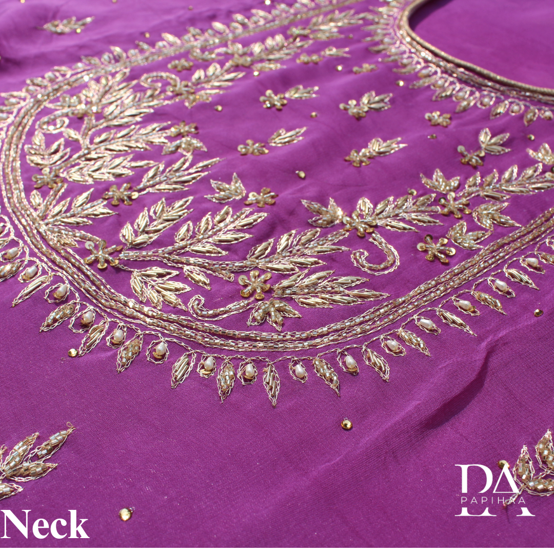 Dabka Work Organza Semi-stitched Set