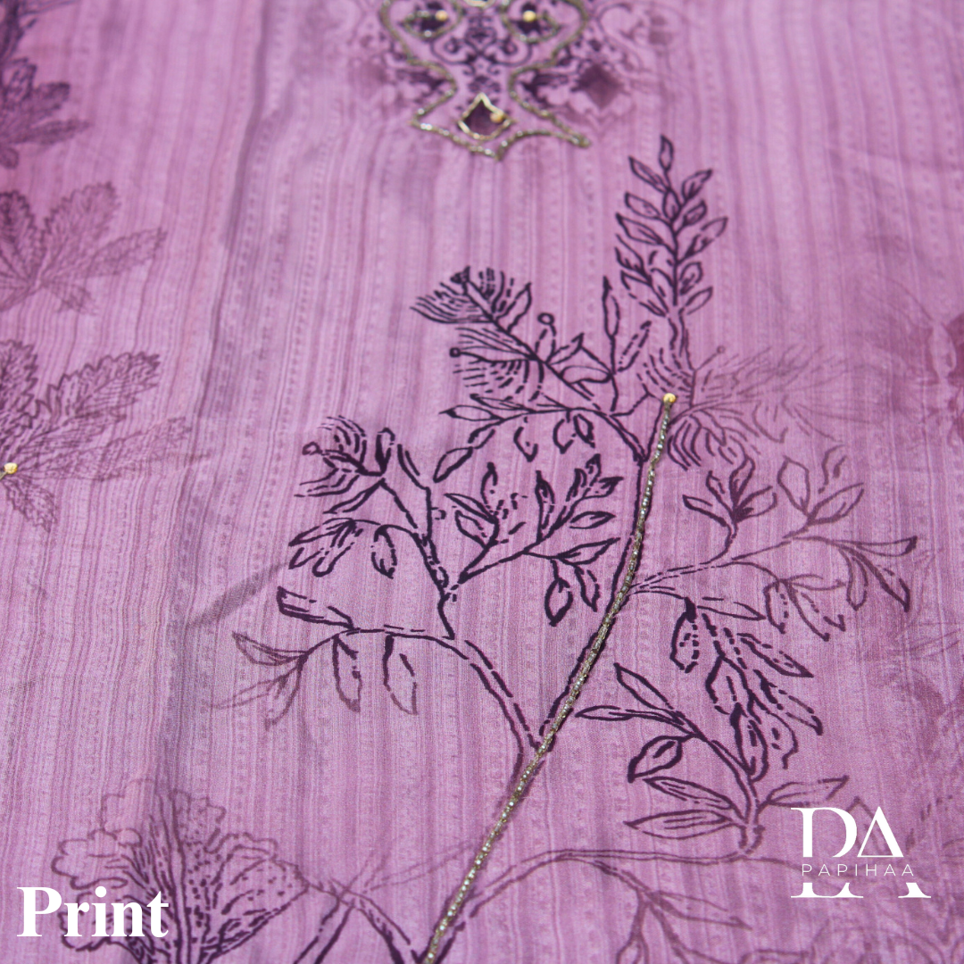 Jashn Purple Colored Crepe Unstitched Suit
