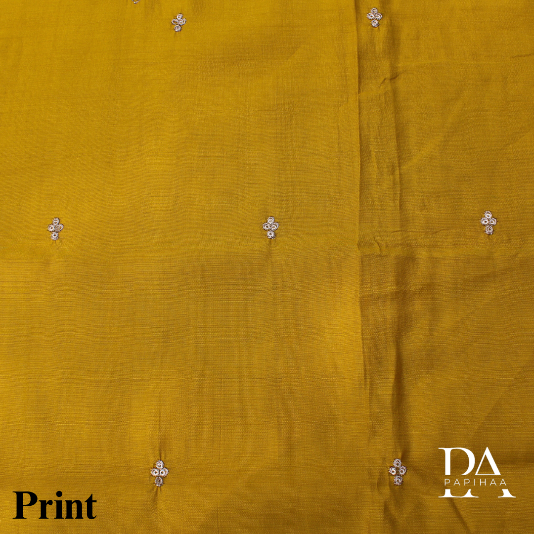 Roman Silk Neck Embroidered Semi-stitched Set