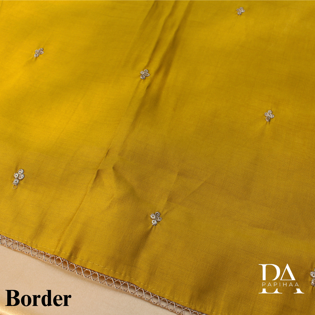 Roman Silk Neck Embroidered Semi-stitched Set