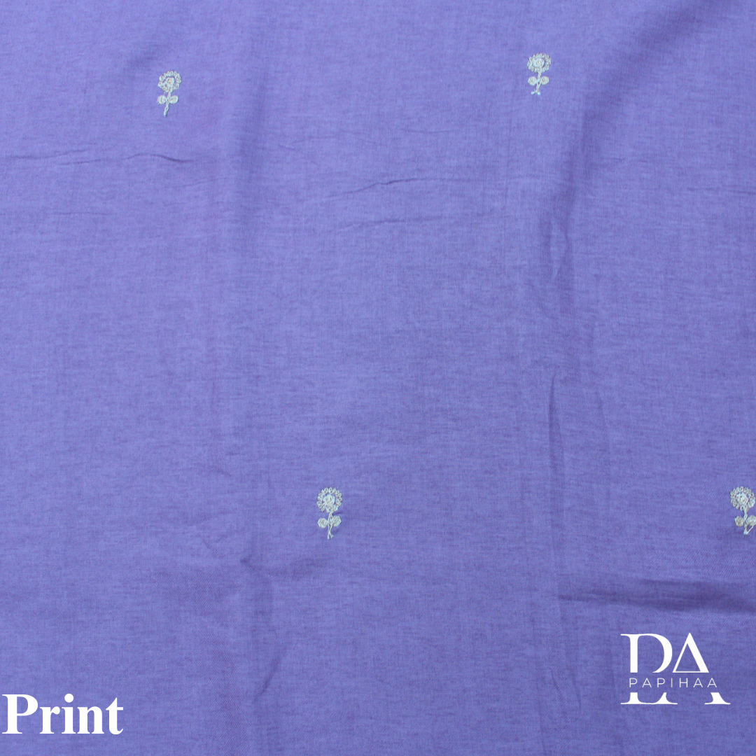 V-neck Purple Colored Roman Silk Semi-stitched Set