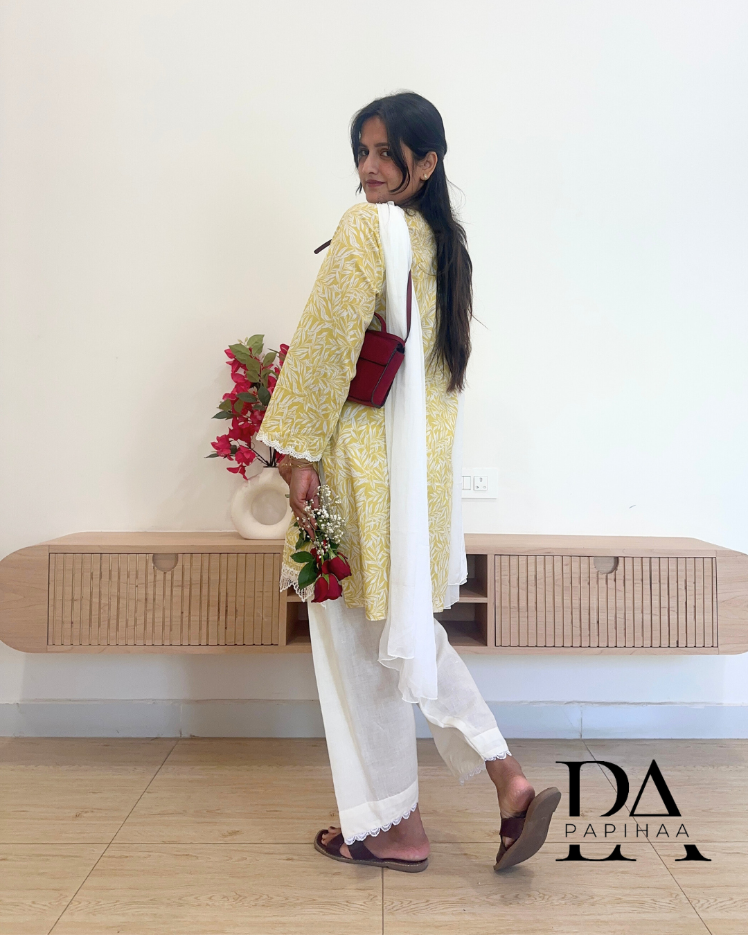 Phool Yellow Lace Detail Salwar Set