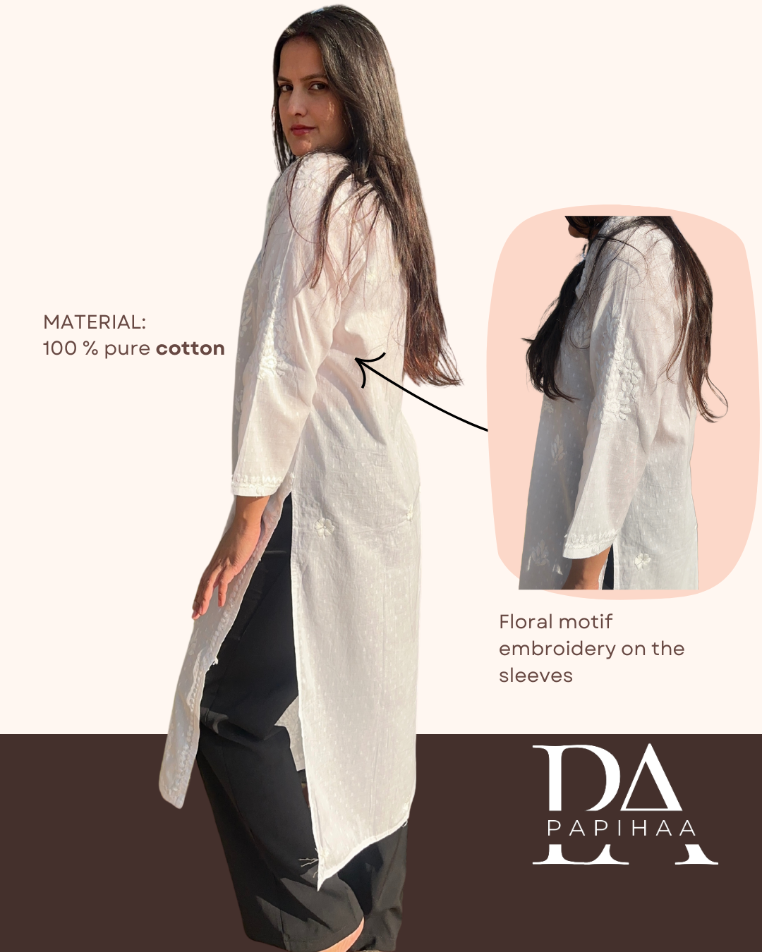 Vanya Classic White Dyeable Dobby Chikankari Kurti