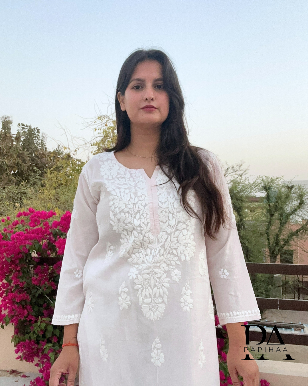 Pankhuri Pastel Lavender Soft Cotton Chikankari Kurti