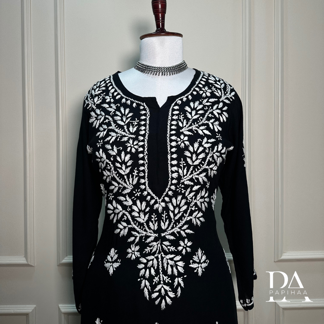Ruvya Black Rayon Chikankari Palazzo 2 Piece Set
