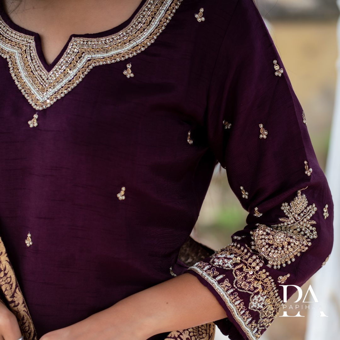 Shadmani Silk Straight Stitched Suit