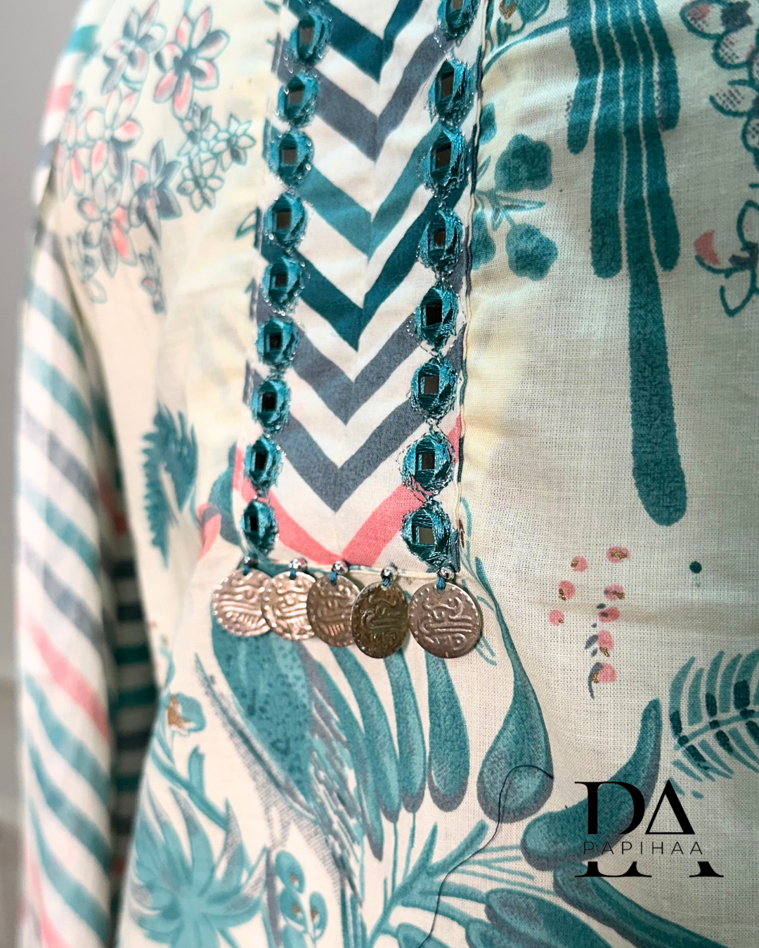 Prakriti Blue beige cotton Stitched Set