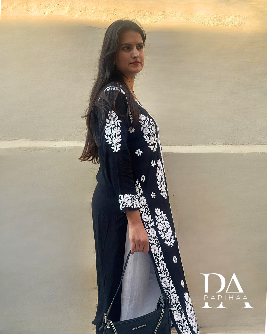 Nitya Black Buta Motif 6D Chikankari Kurti