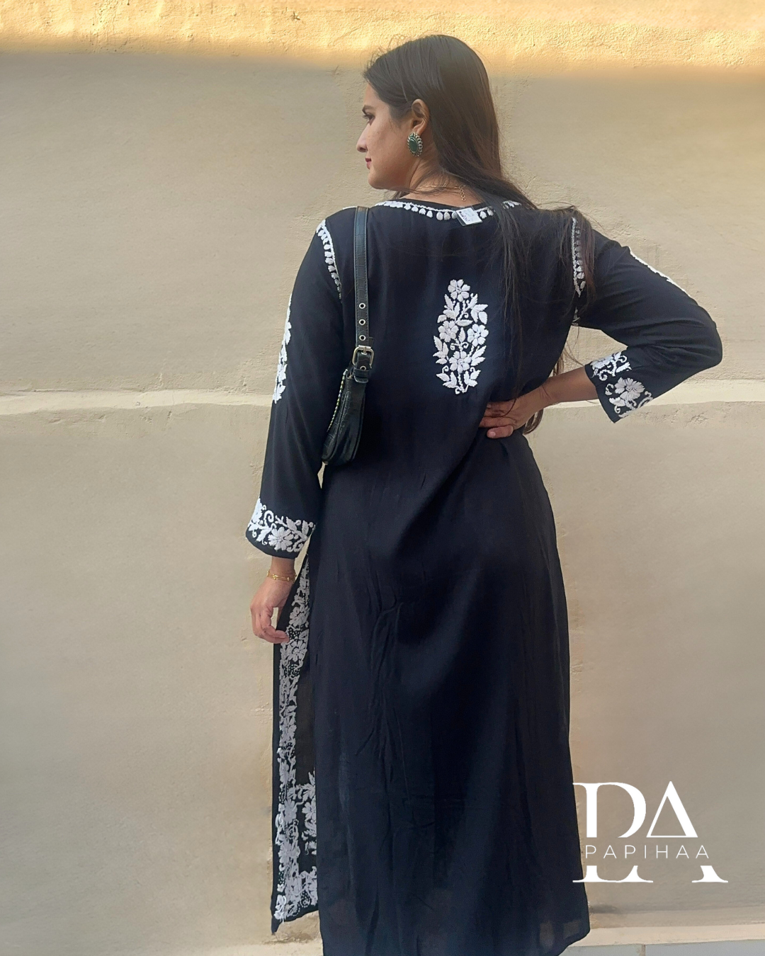 Nitya Black Buta Motif 6D Chikankari Kurti