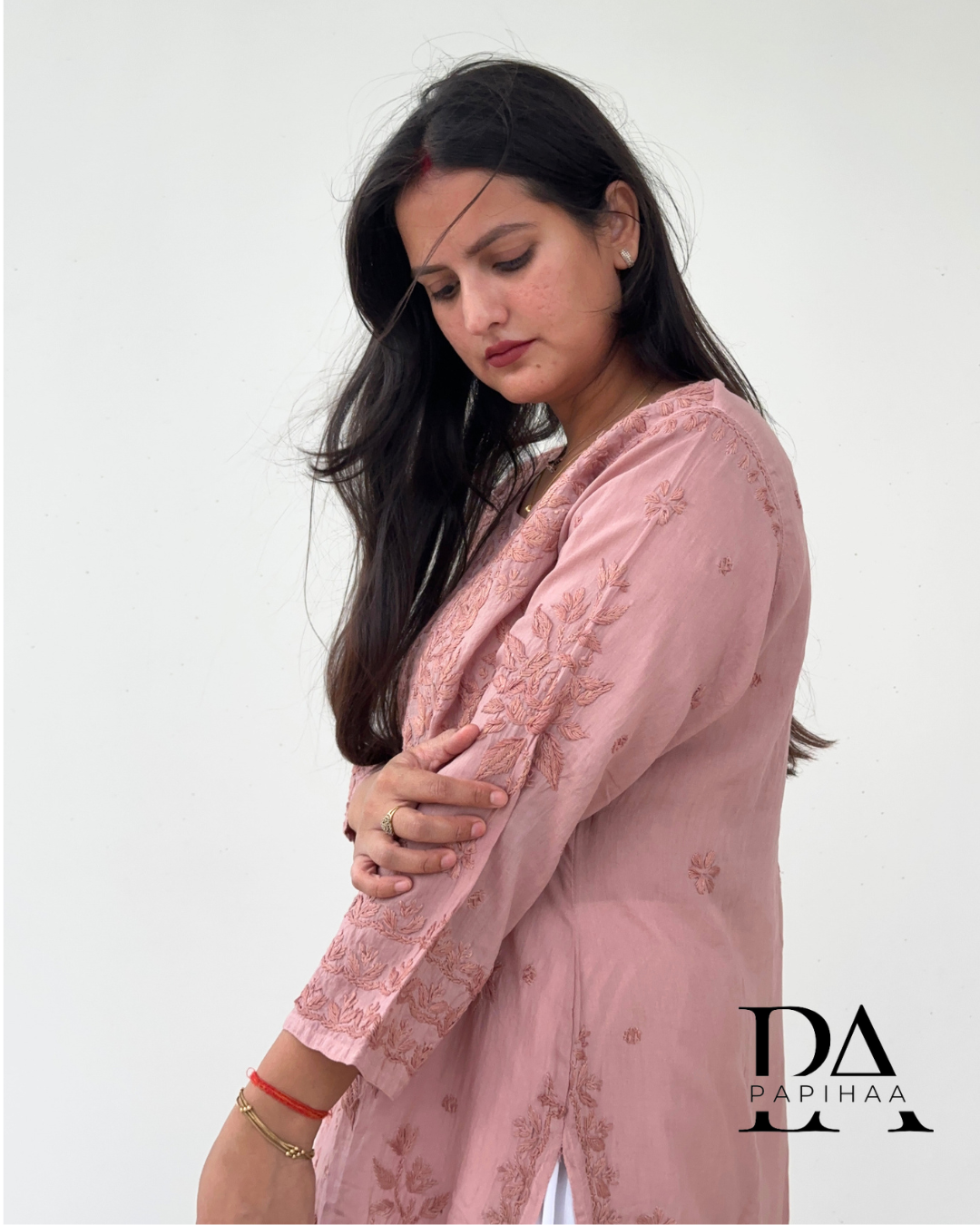 Preeti Mauve Tone on Tone 3d Modal Chikankari Kurti