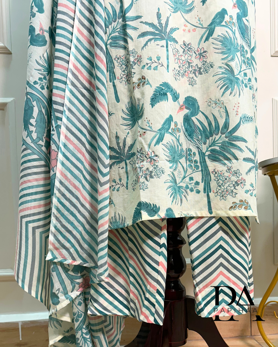 Prakriti Blue beige cotton Stitched Set