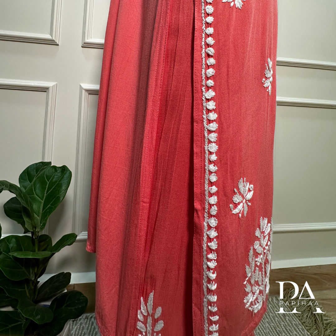 Ruvya Salmon Rayon Chikankari Palazzo 2 Piece Set