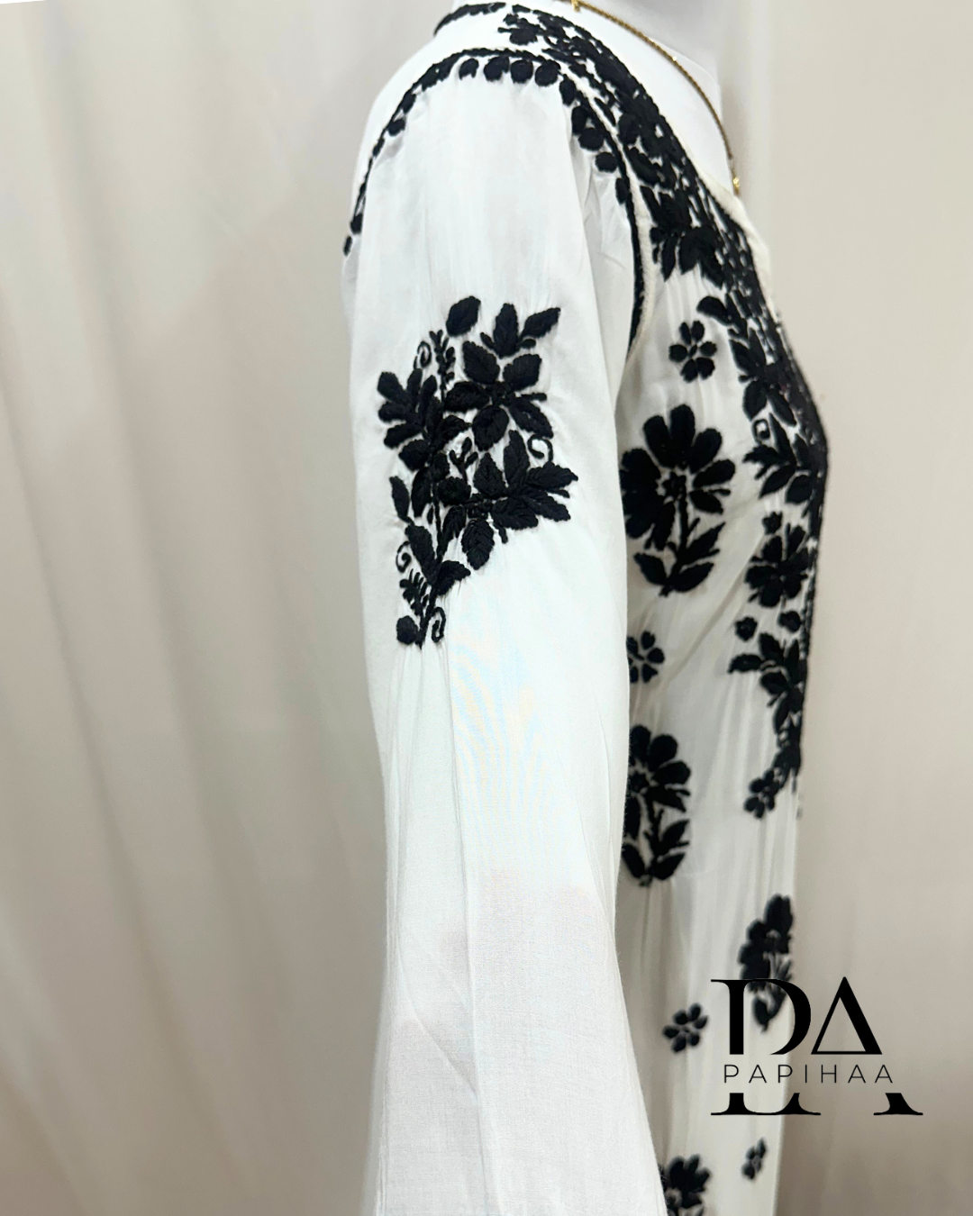 Noori Black on white Modal Chikankari Kurti