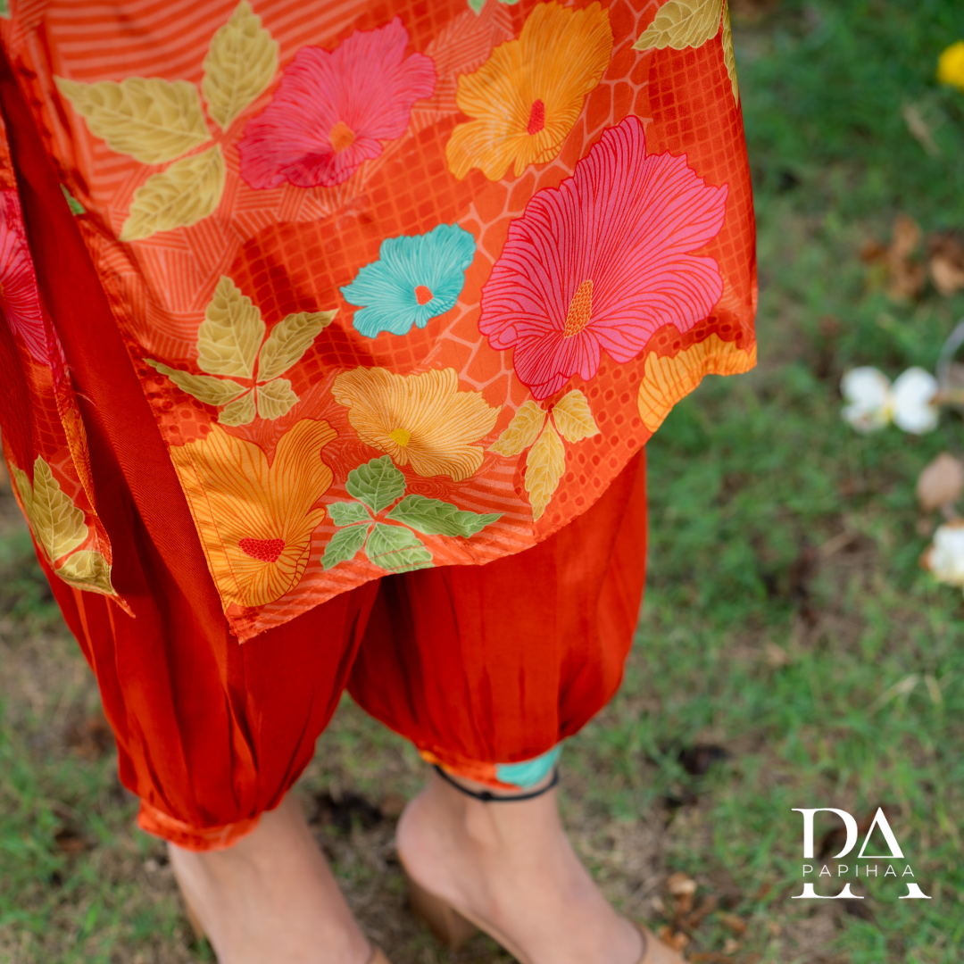 Orange Colored Crepe Tie Sleeve Stitched Suit