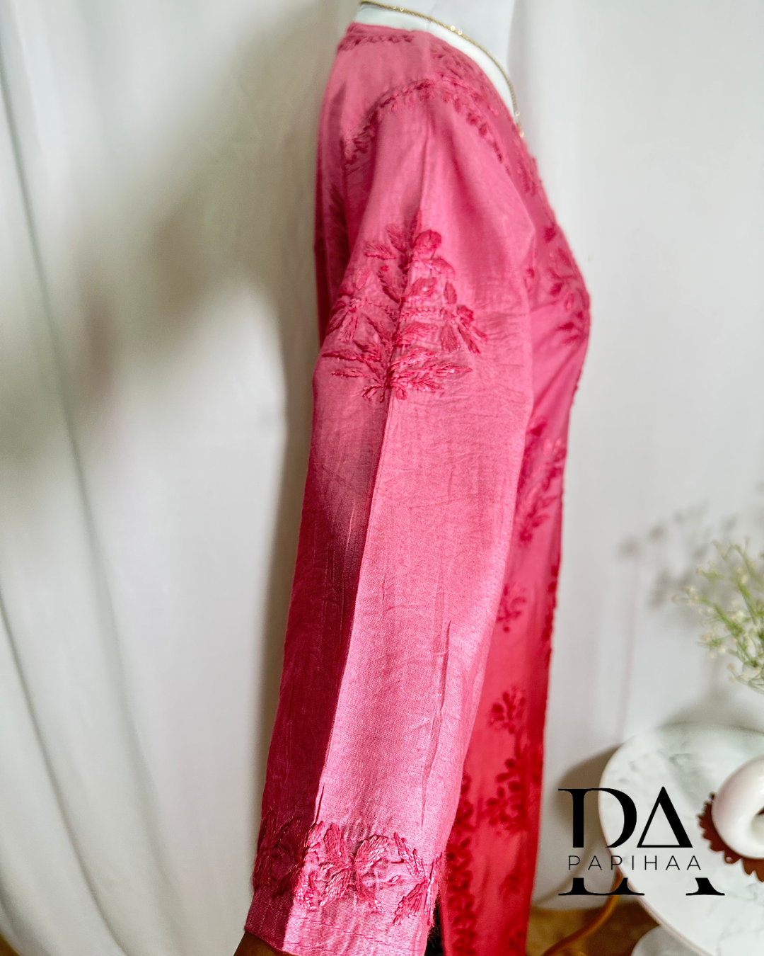 Nadiya Chanderi Ombre Chikankari Kurti