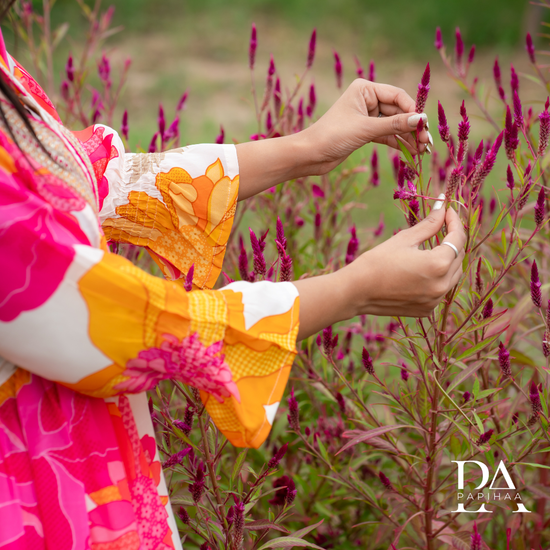 Pink Floral Crepe Printed Anarkali Stitched Suit