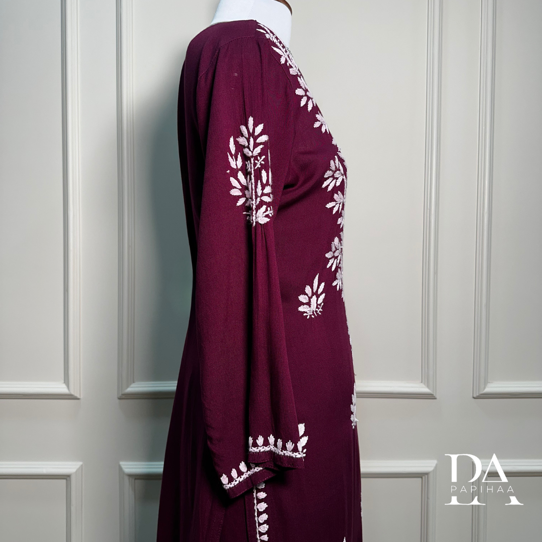 Ruvya Wine Rayon Chikankari Palazzo 2 Piece Set