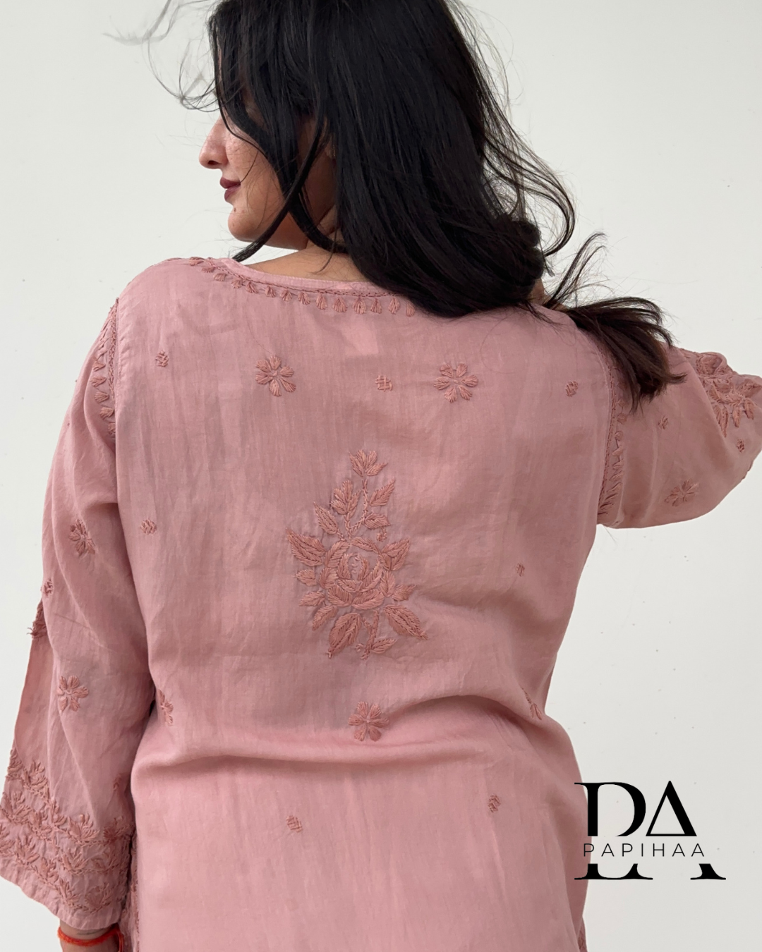Preeti Mauve Tone on Tone 3d Modal Chikankari Kurti