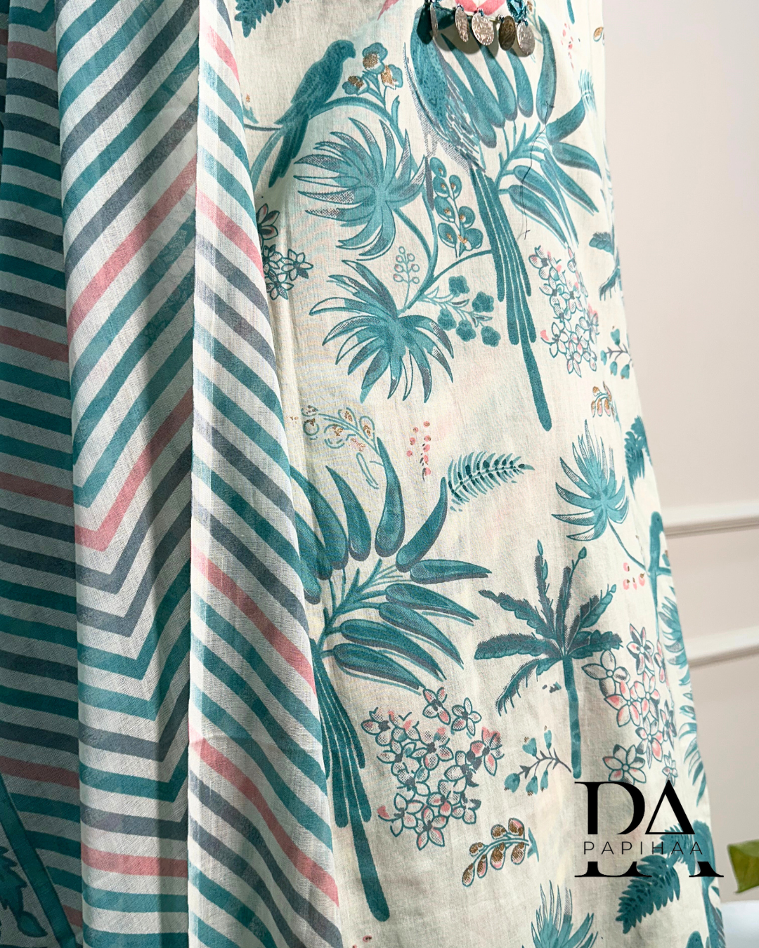 Prakriti Blue beige cotton Stitched Set