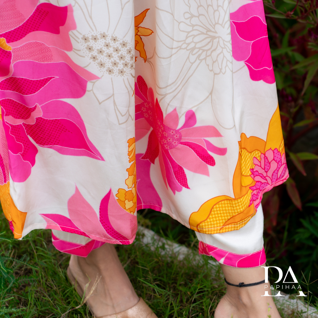 Pink Floral Crepe Printed Anarkali Stitched Suit