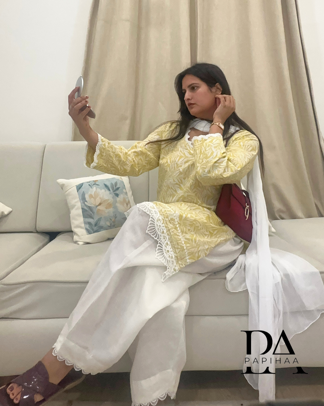 Phool Yellow Lace Detail Salwar Set